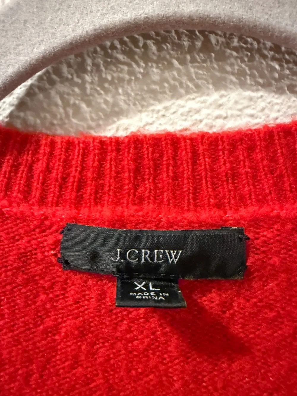 J Crew Crewneck Red sweater with shoulder buttons Size XL